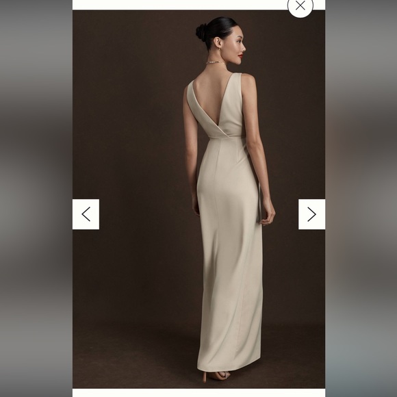 ANTHROPOLOGIE  BHLDN Piper V-Neck Side-Slit Satin Gown NWT 24W $248 - Picture 2 of 4